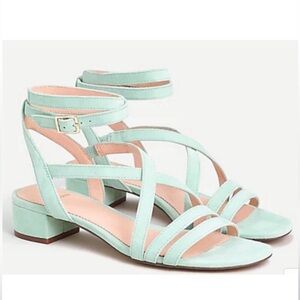 J.Crew kidsuede strappy Florence sandal in light sage, NWTS size 8